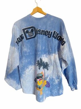 Walt Disney World Spirit Jersey Lilo & Stitch Blue White Tie Dye Sweatshirt sz M